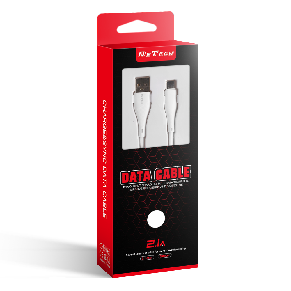 Кабел за данни DeTech DE-44i2, Lightning, 2.0m, Бял - 40268 - Image 2