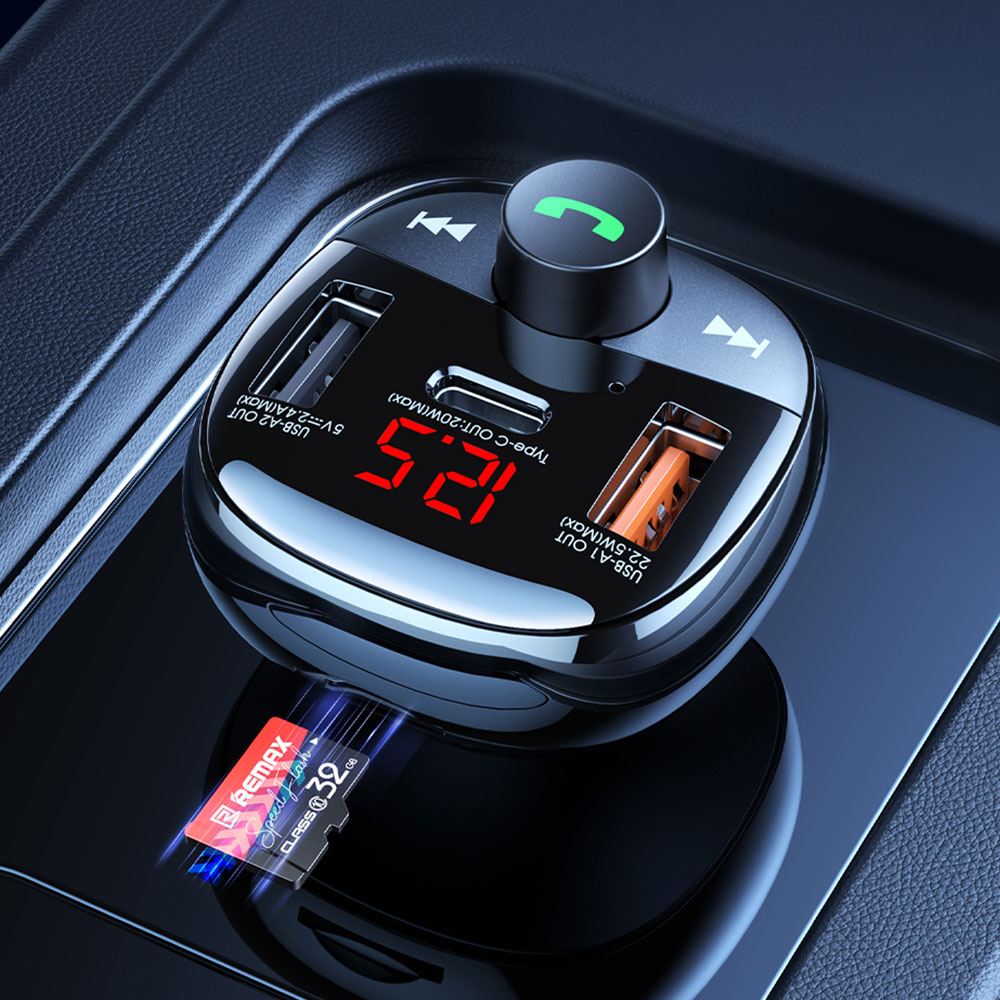 FM Трансмитер Remax Lodi RCC331, Зарядно за кола, 54.5W, Bluetooth, Черен – 40339 - Image 3