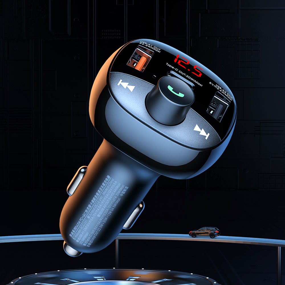 FM Трансмитер Remax Lodi RCC331, Зарядно за кола, 54.5W, Bluetooth, Черен – 40339 - Image 4