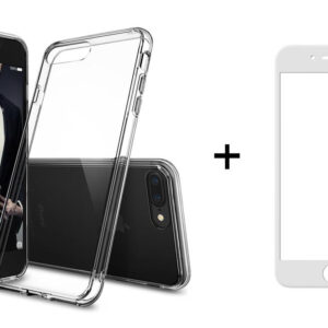 Комплект стъклен протектор + Калъф, Remax Crystal, за iPhone 7/7S, Бял - 52226