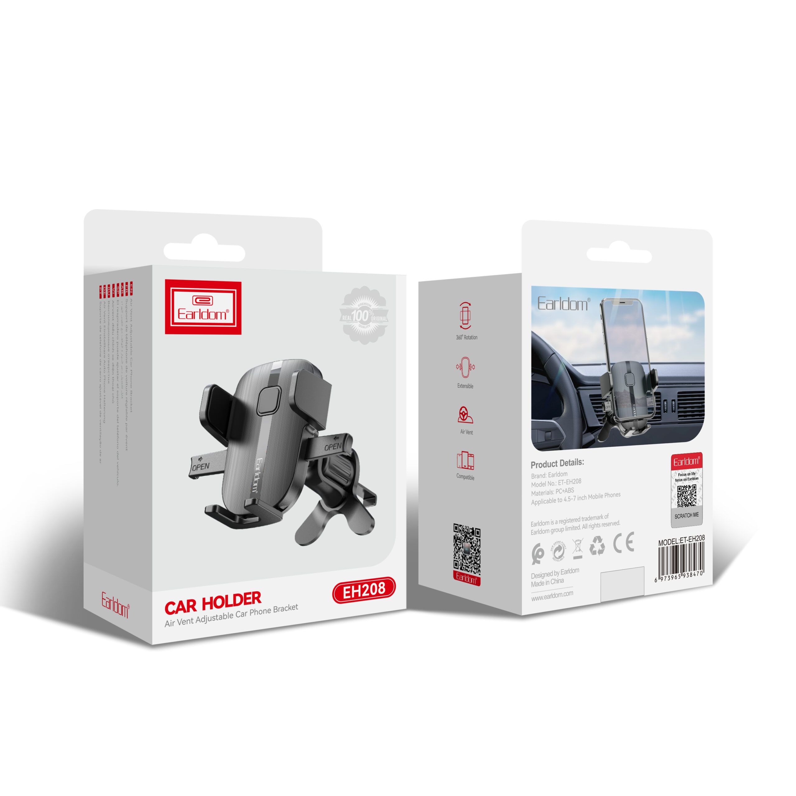 Универсална стойка за телефон Earldom ET-EH208, Черен - 17788 - Image 2