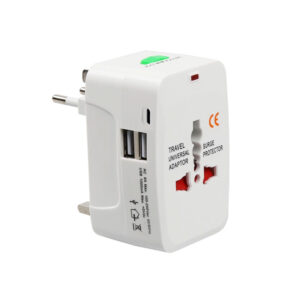 Универсален преходник - зарядно , 2xUSB, 1хUSB-C, 1.0A, EU/US/UK/AU към EU/US/UK/AU, 220V, Бял - 17892
