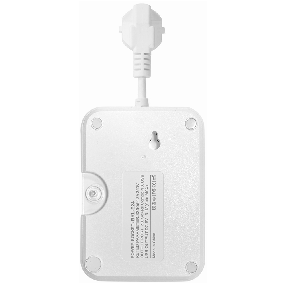 Удължител , 2 гнезда, 250V, 10A, 2 x USB F, 2 x USB-C, С ключ, Бял - 17963 - Image 2