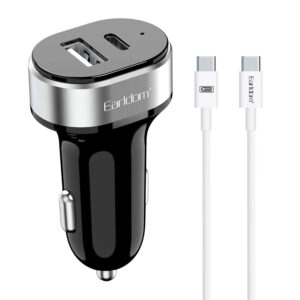 Зарядно устройство за кола Earldom ES-CC14, 1xUSB, 1xType-C, С PD Type-C кабел, Черен - 40244