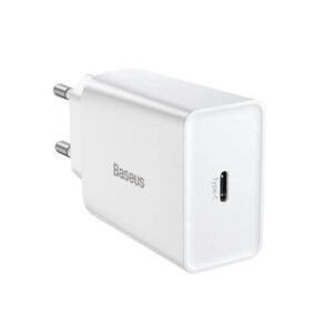 Мрежово зарядно устройство Baseus Speed Mini 1C, 20W, 1 x Type-C F, Бял - 40414