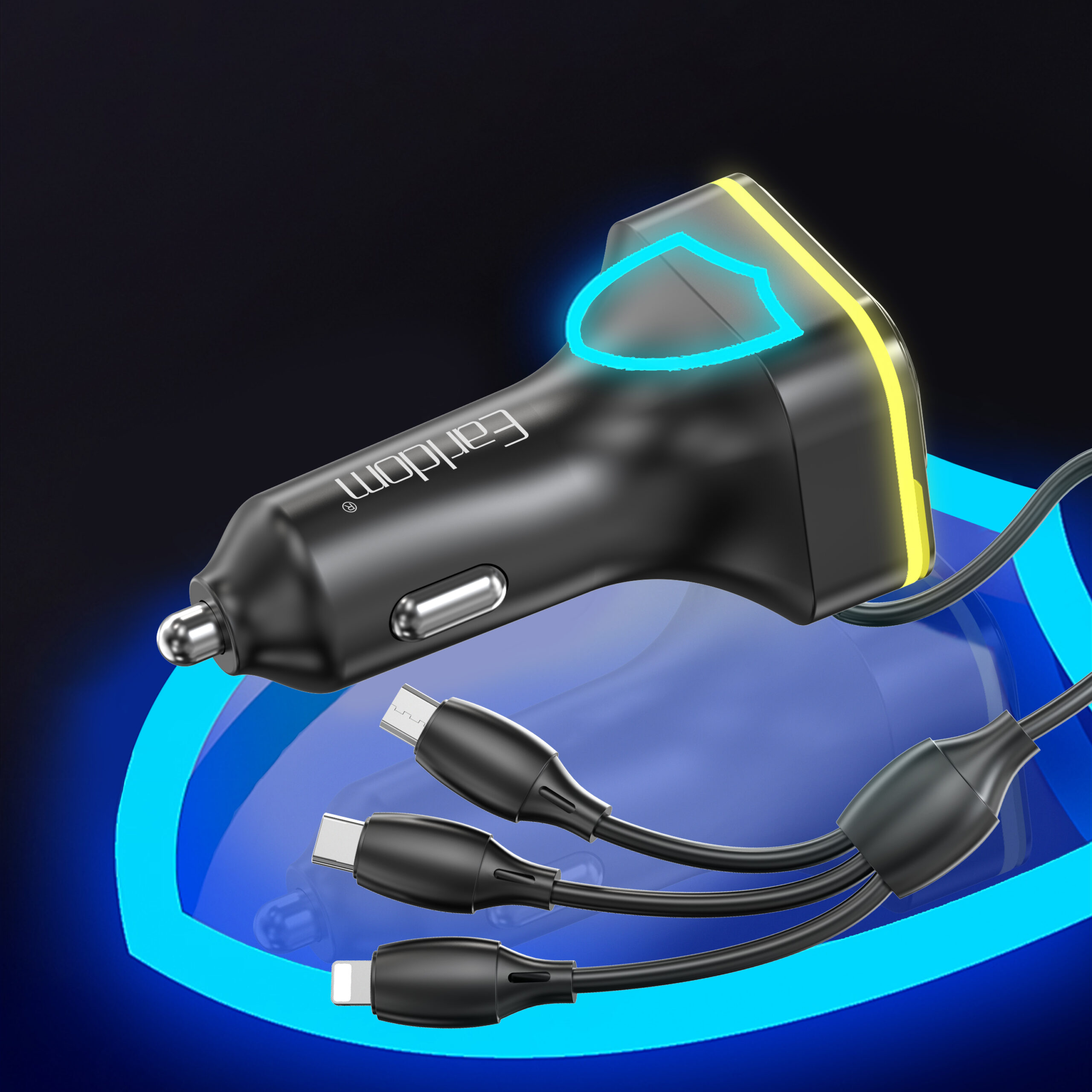 FM Трансмитер Earldom ET-M95, Bluetooth, USB, Type-C, 3.1A, С кабел 3 в 1, Черен - 17769 - Image 5