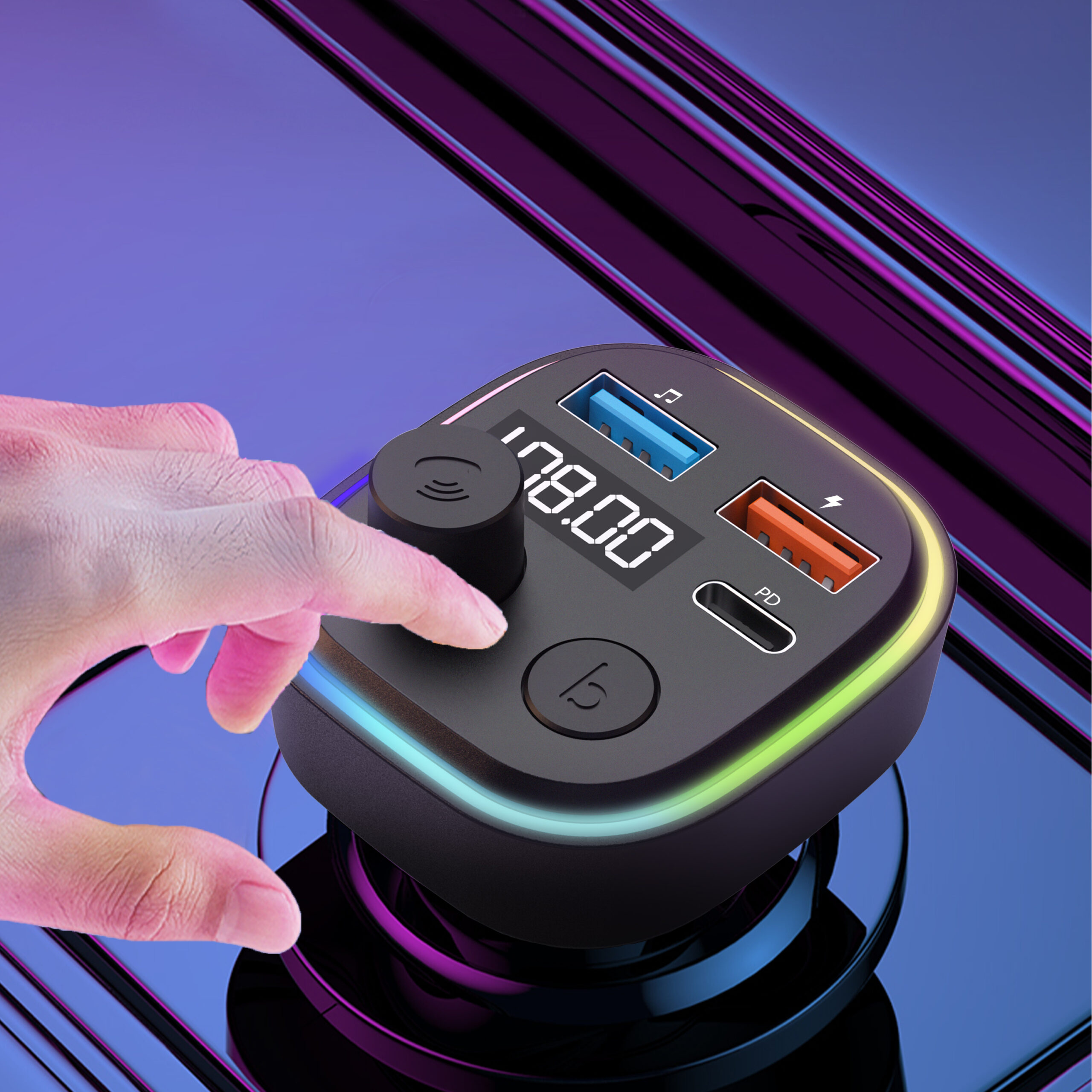 FM Трансмитер Earldom ET-M84, Bluetooth, USB, Type-C, PD, 3.1A, Черен - 17773 - Image 4