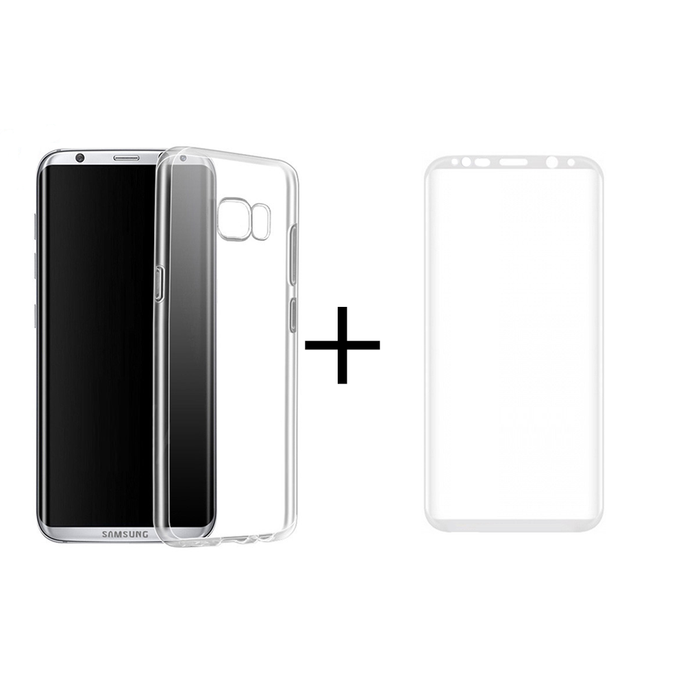 Комплект стъклен протектор + Калъф, Remax Crystal, за Samsung Galaxy S8 Plus, Бял - 52304