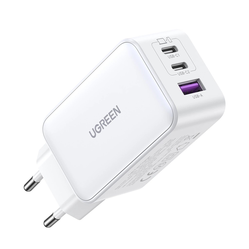 Зарядно устройство Ugreen 15339 Nexode Мрежов адаптер, 2xUSB-C, USB-A 3.0, PD3.0, QC4.0, GaN, 65W - бяло - Image 3