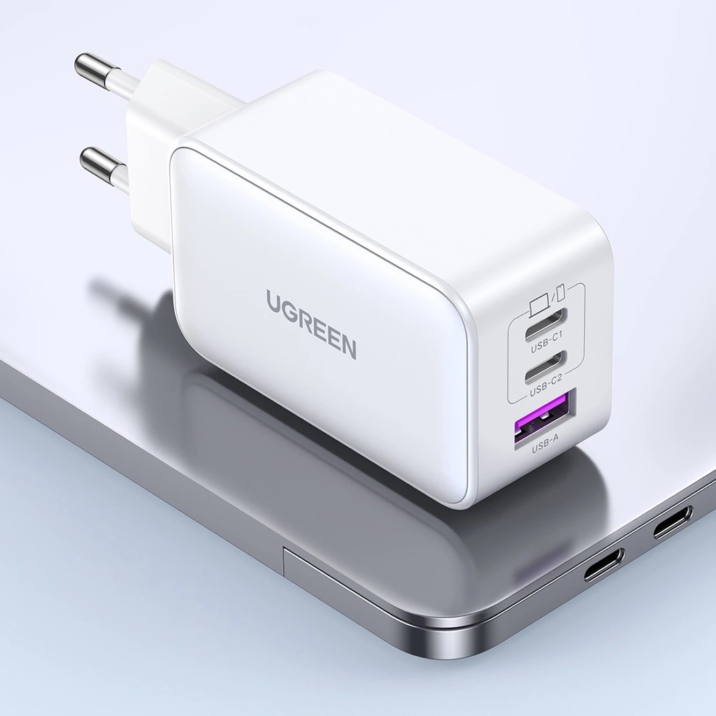 Зарядно устройство Ugreen 15339 Nexode Мрежов адаптер, 2xUSB-C, USB-A 3.0, PD3.0, QC4.0, GaN, 65W - бяло - Image 4