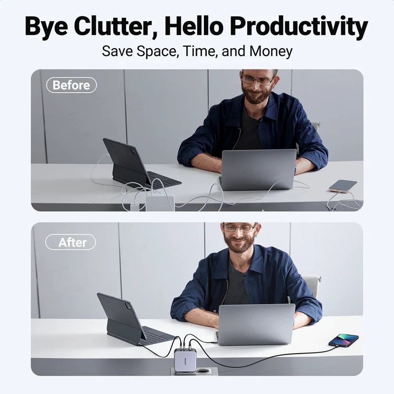 Зарядно устройство Ugreen NEXODE CD289 90549, 220V, 2xUSB-C, 1xUSB A, GaN, 140W - Image 4