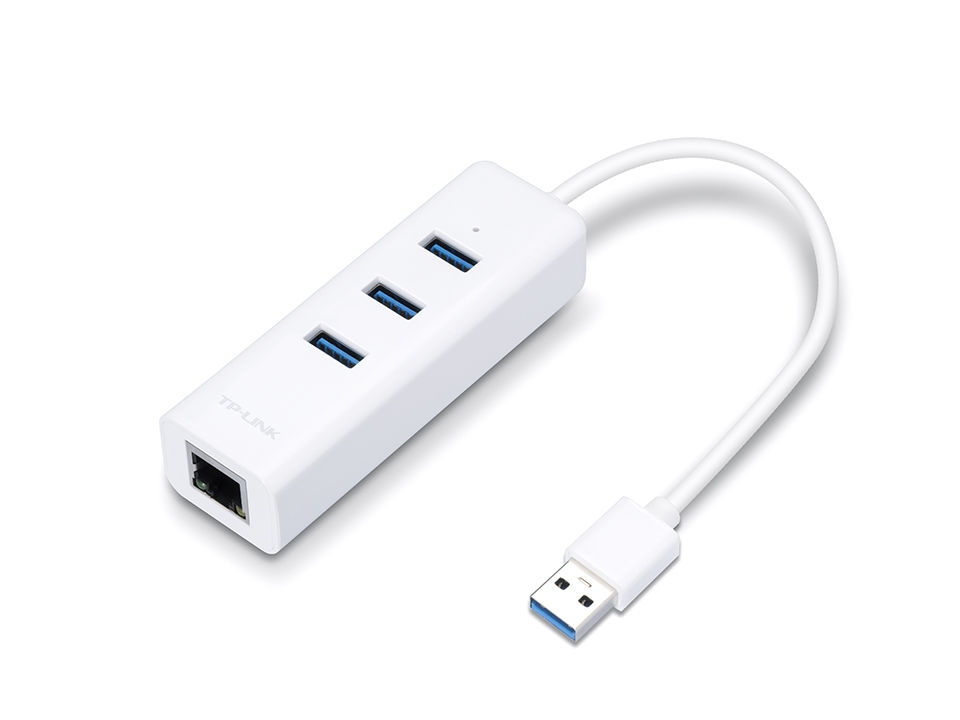 Мрежови адаптер TP-Link UE330 USB 3.0 3-Port Hub & Gigabit Ethernet