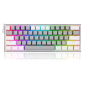 RGB Механична геймърска клавиатура Redragon Fizz K617-RGB-GW сиво/бяло