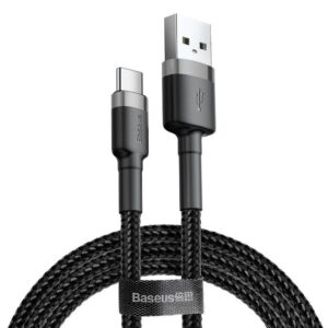 Кабел Baseus Cafule USB-A към USB Type-C, 3A, 0.5м, черен CATKLF-AG1