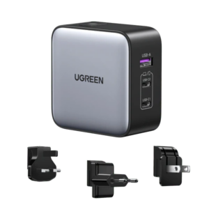 Зарядно устройство Ugreen CD296 90409, 220V 2xUSB C,1xUSB,65W, с адаптери за US,UK,EU