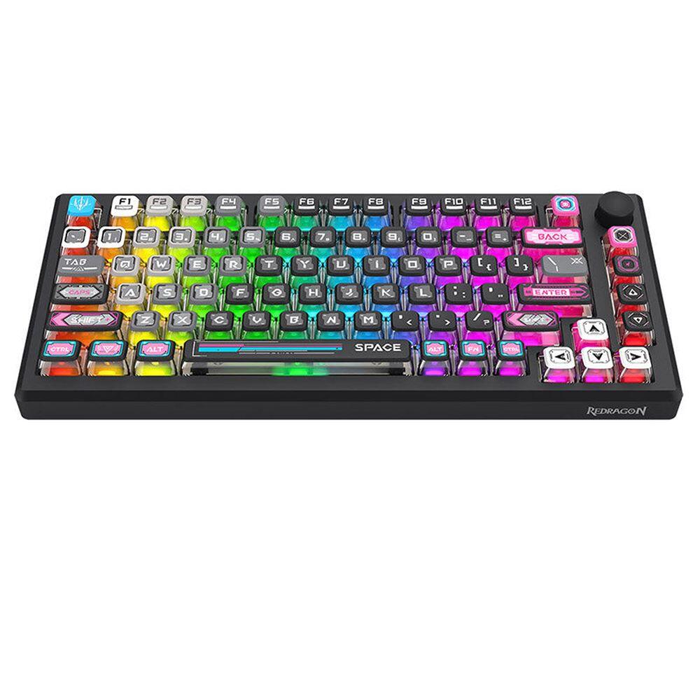 Bluetooth и безжична механична геймърска клавиатура Redragon Uranus Pro 82 K732MC-RGB-PRO, RGB осветление - черна - Image 5