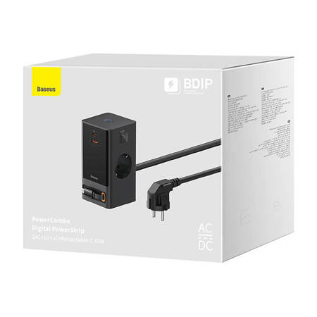 Универсално зарядно/разклонител Baseus PowerCombo Digital 65W OS PSLR000301 - черно - Image 4