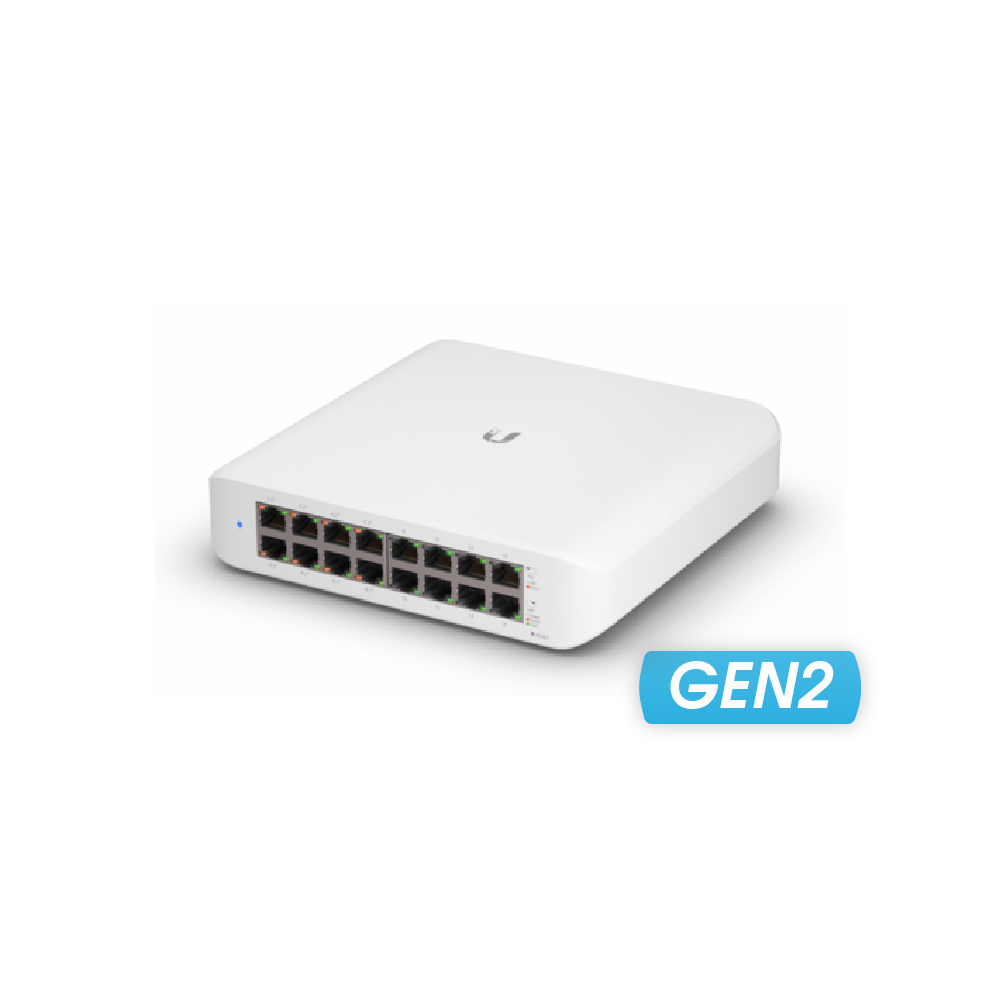 16-портов гигабитен PoE комутатор Ubiquiti UniFi Switch Lite USW-Lite-16-PoE Gen2
