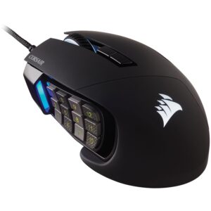 CORSAIR SCIMITAR RGB ELITE, MOBA/MMO, Black, Backlit RGB LED, 18000 DPI, Optical