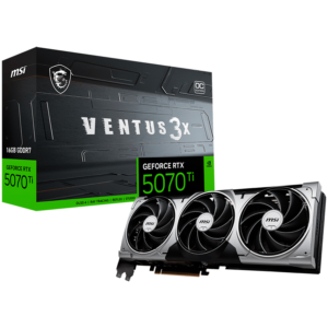 MSI Video Card Nvidia GeForce RTX 5070 Ti 16G VENTUS 3X OC (16GB GDDR7/256bit, PCI-E Gen5, 3x DP 2.1, 1x HDMI 2.1, 1x 16-pin Power Connector, Retail)