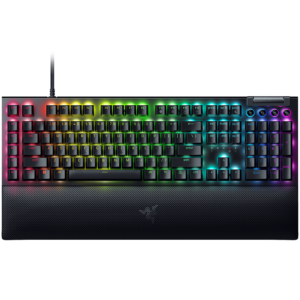 Razer BlackWidow V4 Pro Mechanical Gaming Keyboard, US Layout, Green Switch, Razer Chroma™ RGB, Command Dial, 8 Macro Keys, Lubricated Stabilizers, Media Keys, Magnetic Wrist Rest, USB Passthrough, Up to 8000 Hz Polling Rate, Detachable Type C Cable