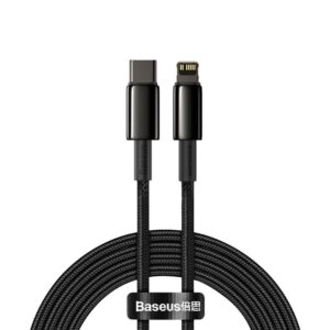 Кабел Baseus Tungsten Gold USB Type-C към Lightning, 2м, черен