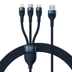 Кабел Baseus Flash Series II USB-A / USB-C / Lightning / micro USB 66W 480Mbps 1.2 м CASS040003 - син