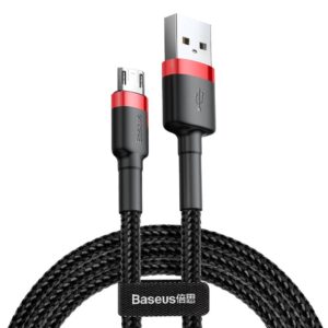 Кабел Baseus Cafule USB-A към MicroUSB, 2.4A, 1м, черен/червен