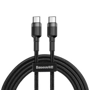 Кабел Baseus Cafule USB-C PD /USB-C PD PD2.0 60W 20V 3A QC3.0 2м CATKLF-HG1 - черен/сиво