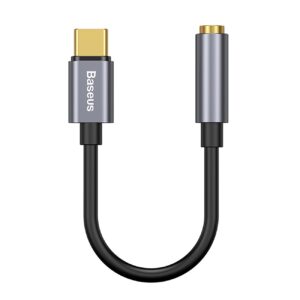 Адаптер за слушалки Baseus L54 с USB-C / mini jack 3.5mm DAC 24 bit 48 KHz конектори 161152 - сив