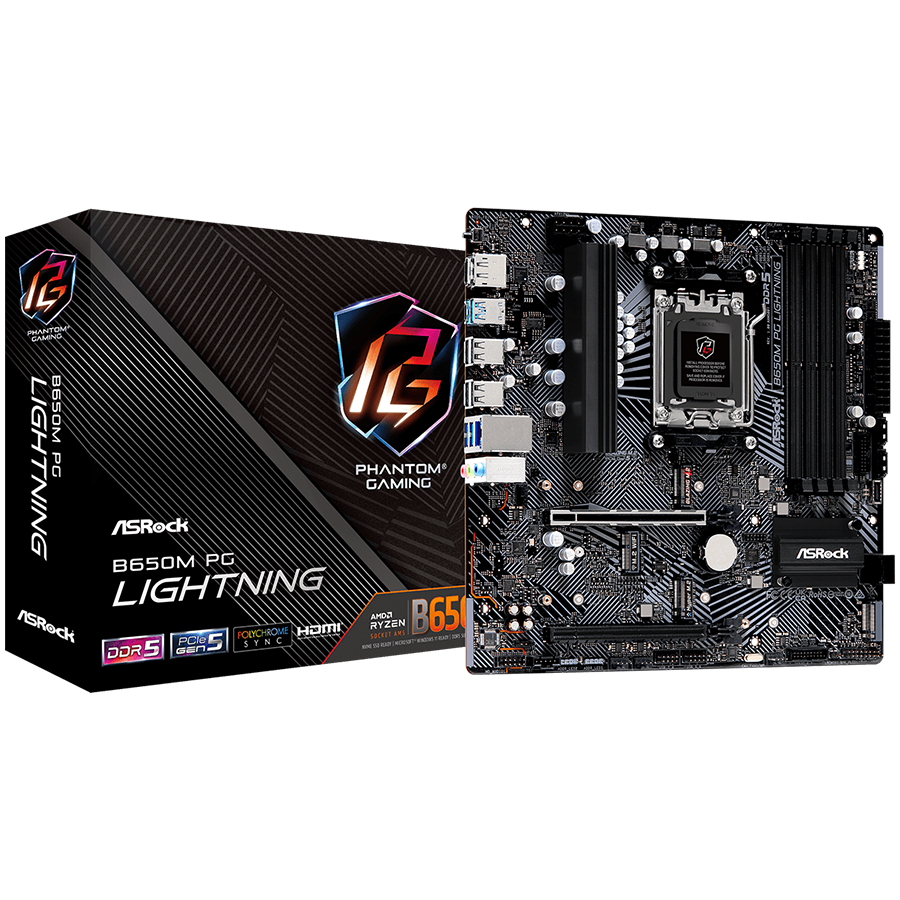 ASROCK B650M PG Lightning mATX AM5 DDR5 - B650M PG LIGHTNING