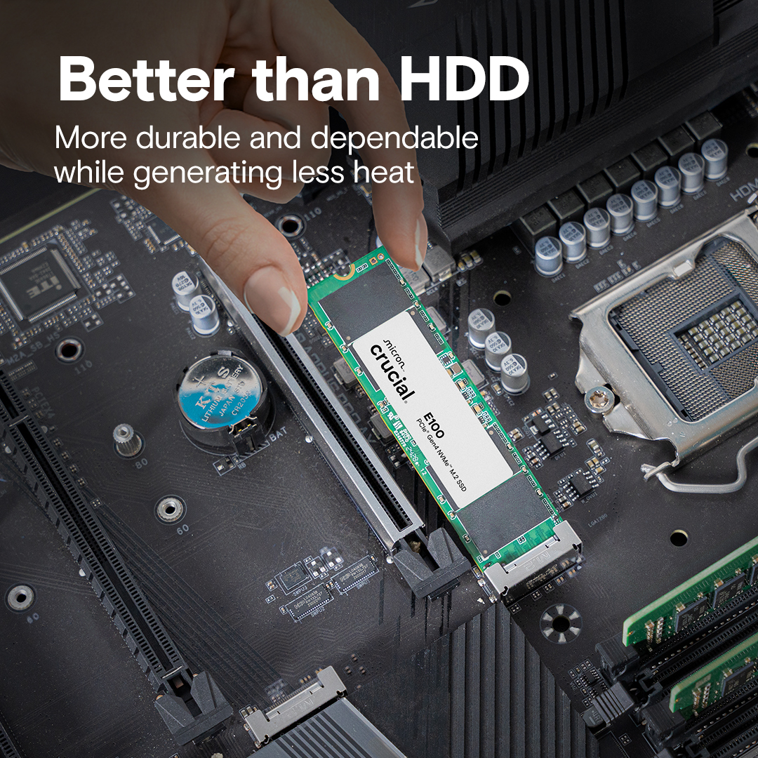 SSD диск Crucial E100 480GB SSD PCIe 4.0 Gen4 M.2 2280 NVMe, Read/Write: 4500/2500 MB/s CT480E100SSD8 - Image 4