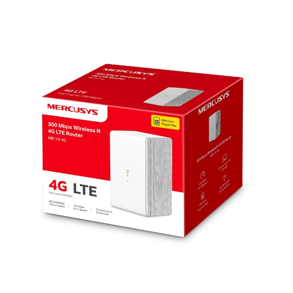 Безжичен рутер 4G LTE Mercusys MB110-4G N 300 Mbps - Image 3