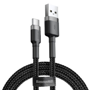 Кабел Baseus Cafule USB-A към USB-C 3A, 1м, черен