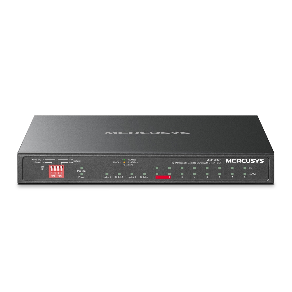 12-портов гигабитов настолен комутатор с 8 PoE+ порта Mercusys MS112GMP - Image 3