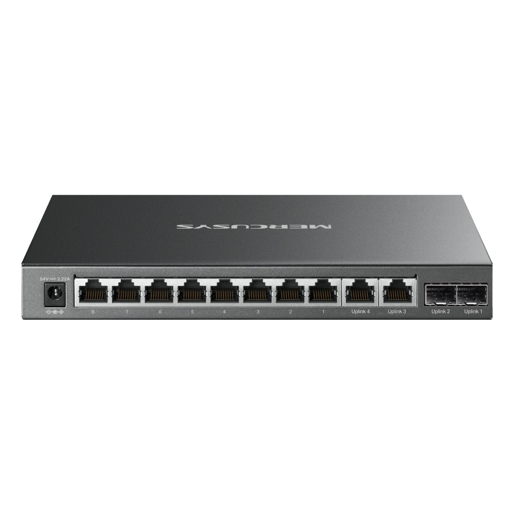 12-портов гигабитов настолен комутатор с 8 PoE+ порта Mercusys MS112GMP
