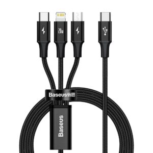 Кабел Baseus Superior 3 в 1 USB-C към Lightning, microUSB и USB-C, 1.5м CAMLT-SC01 - черен