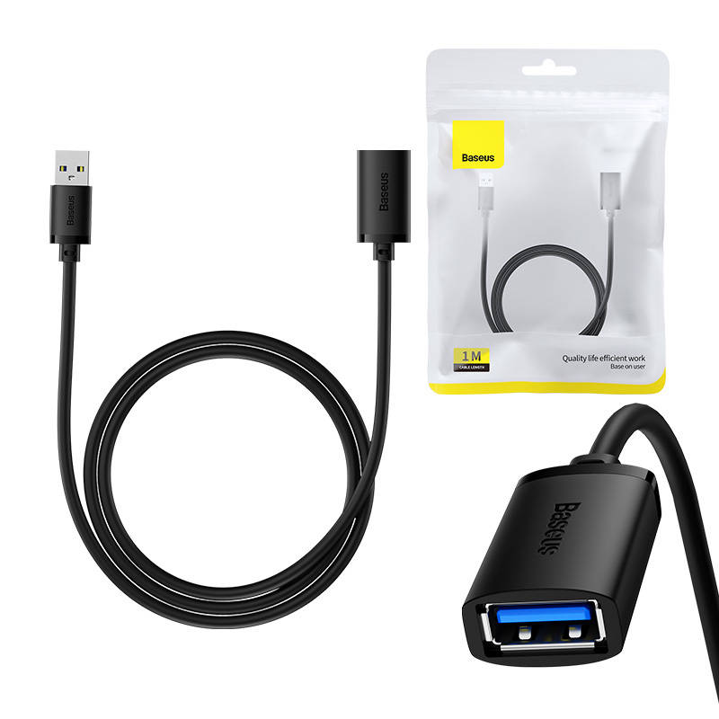 Удължителен кабел Baseus  AirJoy Series USB 3.0 мъжки към женски 1м B00631103111-00 - черен