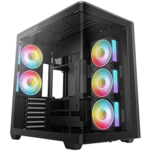 DeepCool CG590U 5F, Mid Tower, Mini-ITX/Micro-ATX/ATX, Rear Connector support, 2xUSB3.0, 1xType-C Gen 2, 1xAudio, 3x120mm ARGB Reverse Fan, 2x120mm ARGB Fans, Tempered Curved Glass, Mesh Panel, Black, 2Y, R-CG590U-BKAGA5-G