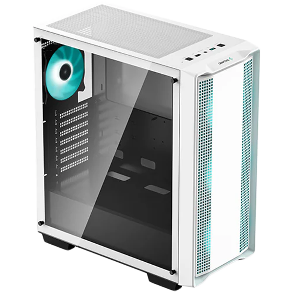 DeepCool CC560 WH V2, Mid Tower, Mini-ITX/Micro-ATX/ATX, 1xUSB3.0, 1xUSB2.0, 1xAudio, 4x120mm Pre-Installed LED Fans, Tempered Glass, Mesh Panel, White - Image 2