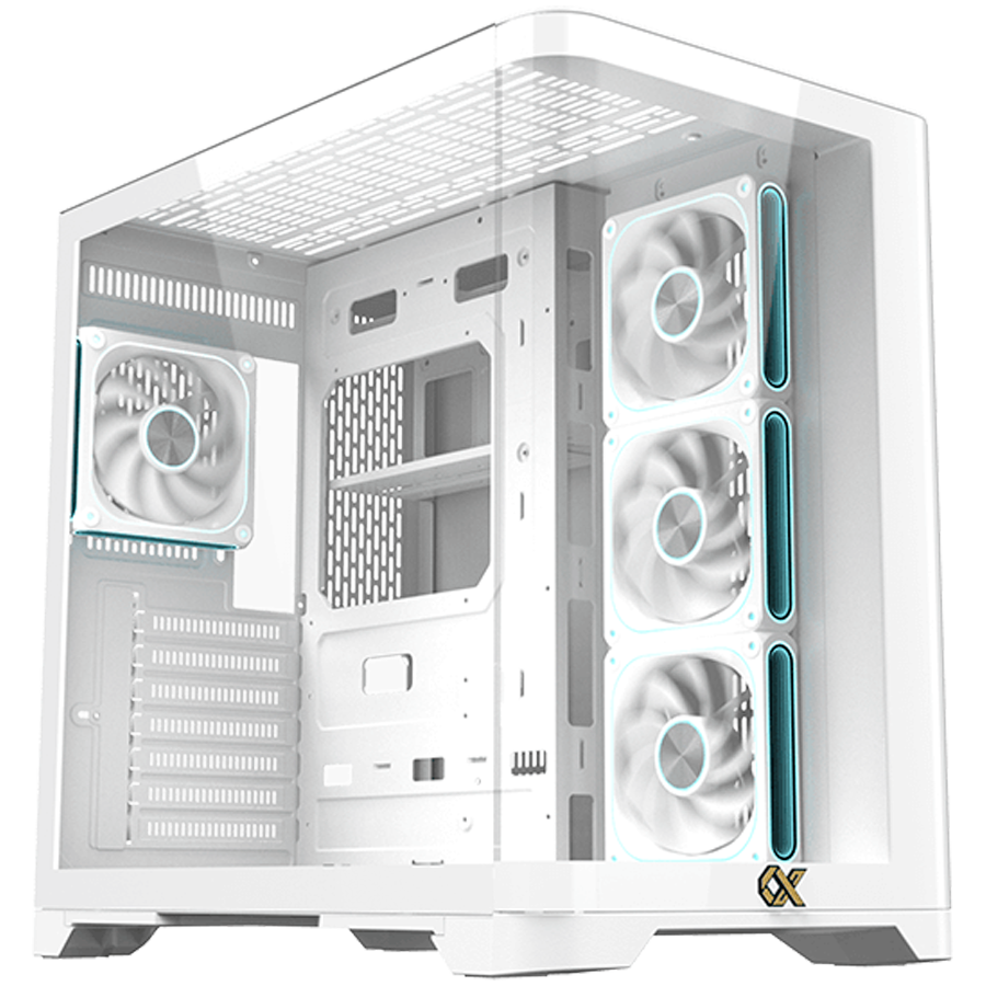 Crystal Storm Arctic V2 EN49408 (WH,EATX,U3+U2,Front Curved & Left TG,3PCS J22A PWM Arctic Reverse & 1PC J22A PWM Arctic,ARGB PCB)