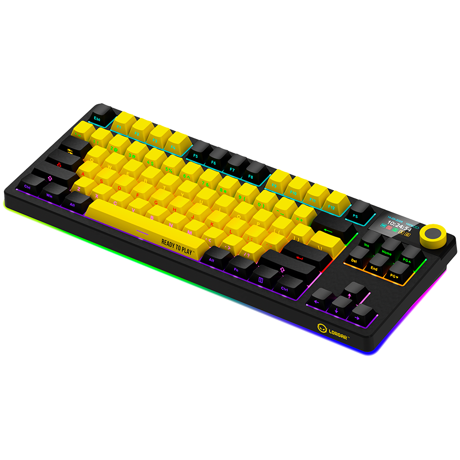LORGAR KBP70TKLW, Wireless TKL Mechanical Gaming Keyboard Pro, Black/yellow, EN layout - Image 2