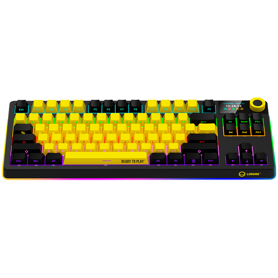 LORGAR KBP70TKLW, Wireless TKL Mechanical Gaming Keyboard Pro, Black/yellow, EN layout - Image 3