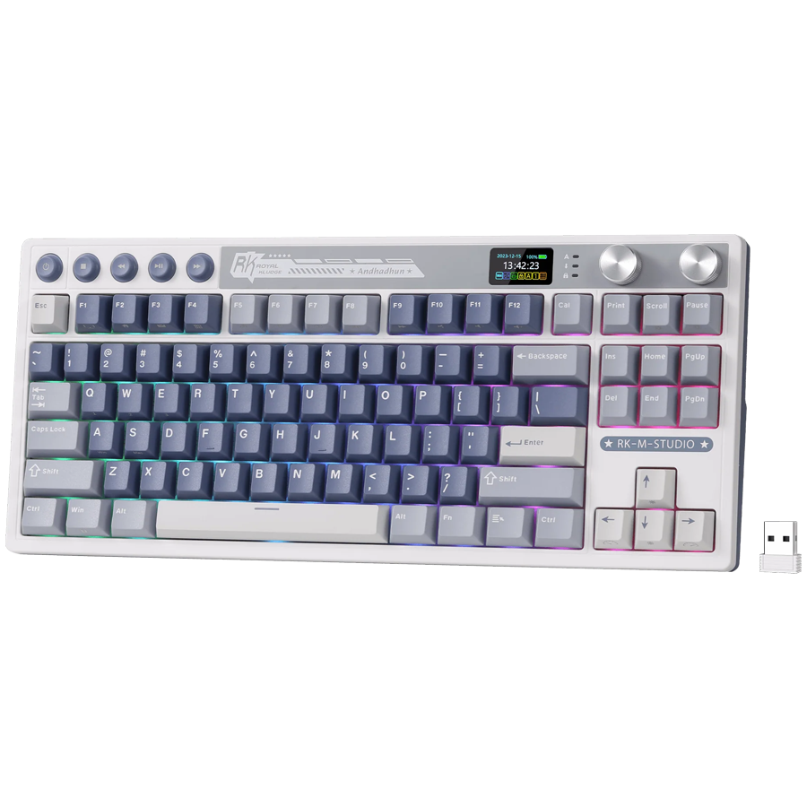 ROYAL KLUDGE RK M87 Ocean Blue Gaming Keyboard Cream switch - Image 2