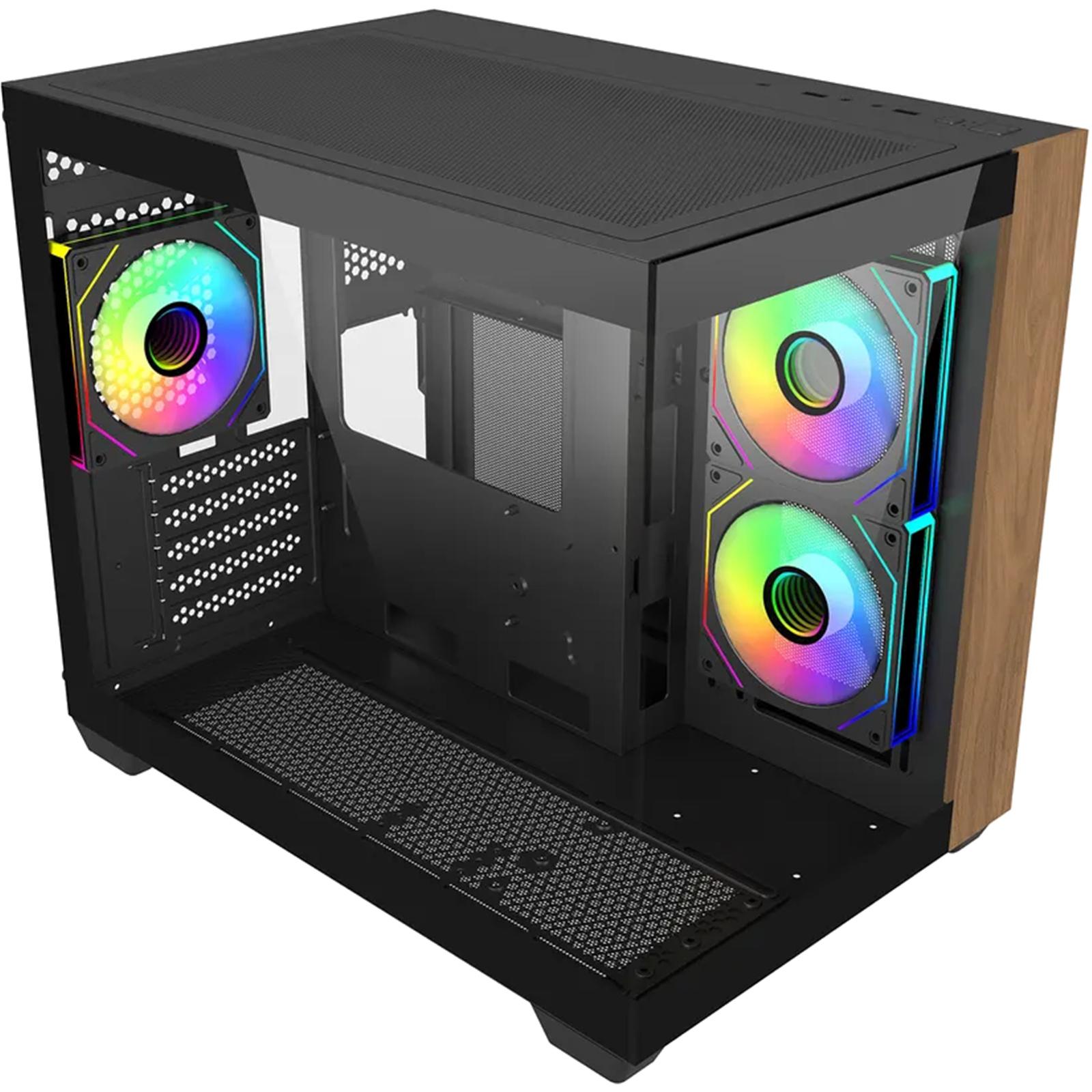 Кутия CoolerMaster Elite 481 Wood - Черна - Image 3