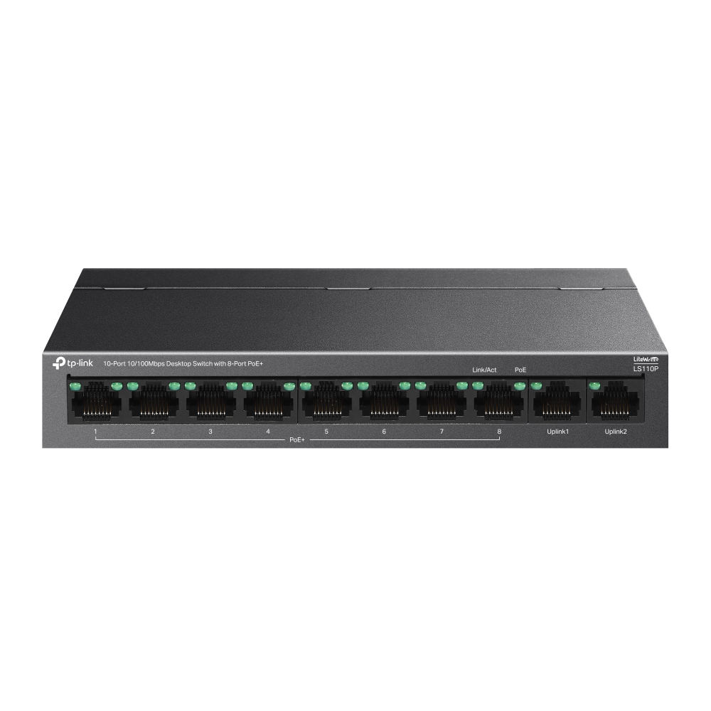10-портов 10/100Mbps настолен комутатор TP-Link LS110P с 8 PoE+ порта (v)