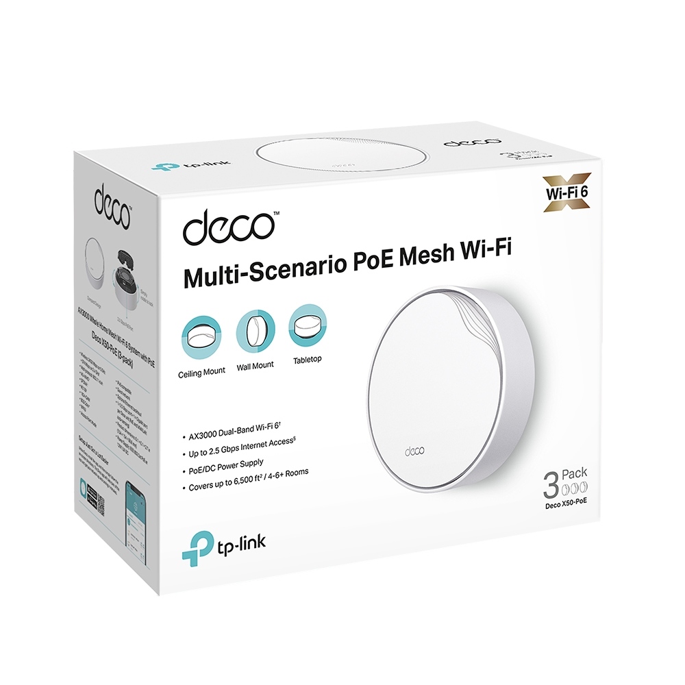 Безжична Wi-fi 6 Mesh система TP-Link Deco X50-PoE(3-pack) AX3000 - Image 5