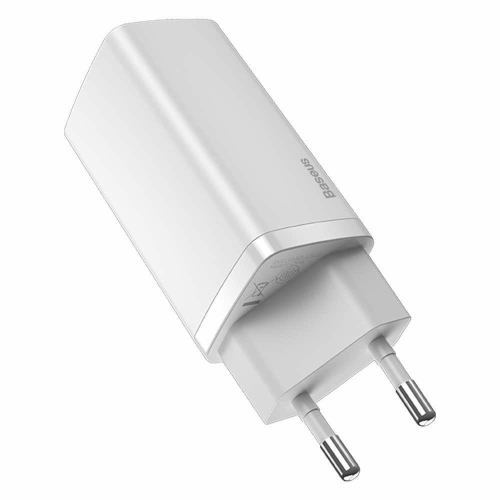 Зарядно устройство Baseus USB 65W + USB-C порт GaN2 Lite quick, бяло - Image 2