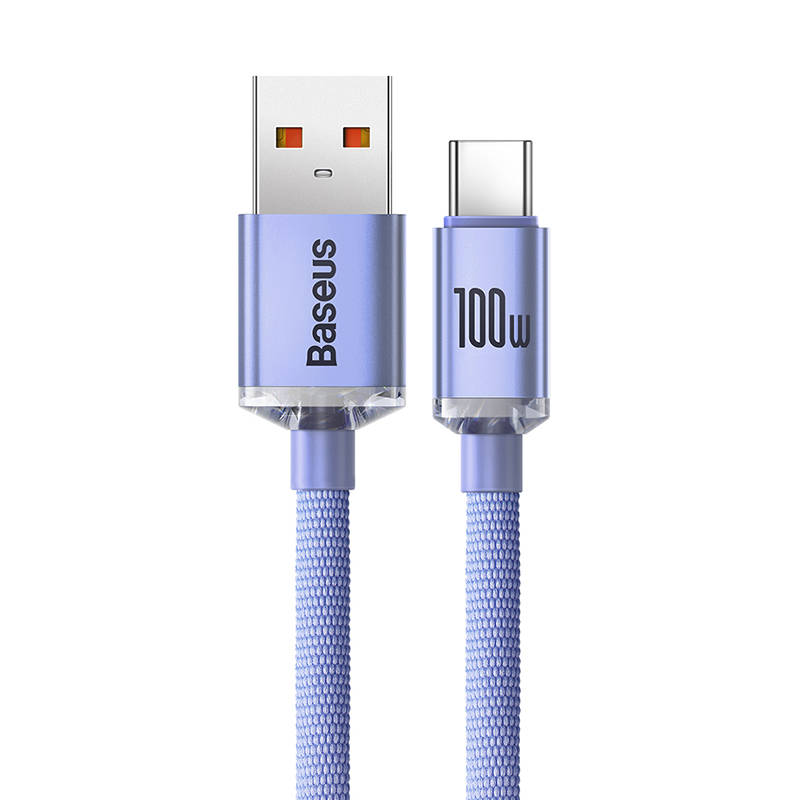Кабел Baseus Crystal Shine USB Type A към USB Type C 100W 2м CAJY000505 - лилав - Image 3