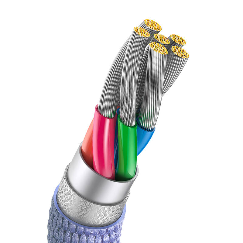 Кабел Baseus Crystal Shine USB Type A към USB Type C 100W 2м CAJY000505 - лилав - Image 5